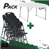 MESA DE RESINA REDONDA PLEGABLE 160X74 + 8 SILLAS RESINA PLEGABLE PRO NEGRA - PACK259