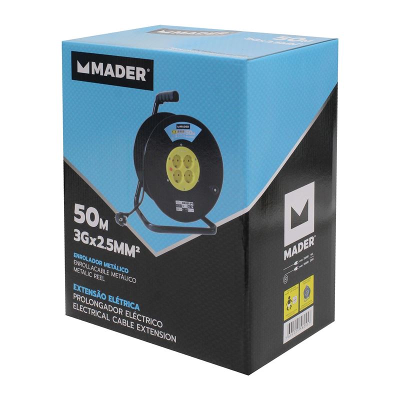 ENROLLADOR DE CABLE METALICO 50M 3X2.5MM - 56055-2