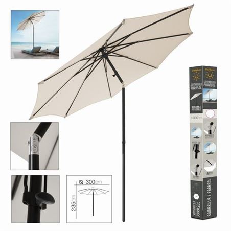 SOMBRILLA BEIGE PUSH UP 3M DIAMETRO X 2.35M ALTURA - 77665