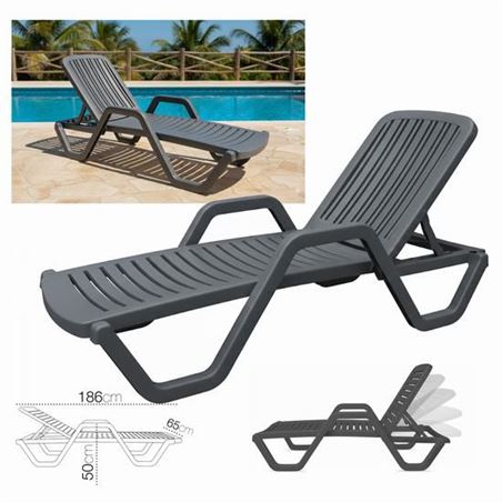 TUMBONA RELAXIA ANTRACITA 5 POSICIONES 65X186X50 - 15604F