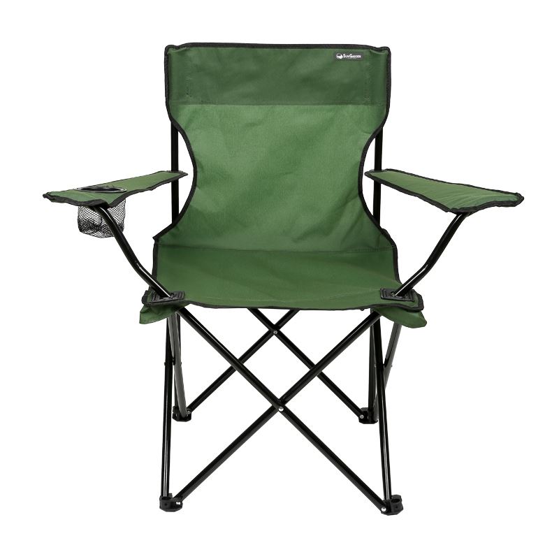 SILLA PLEGABLE DE CAMPING CON POSAVASOS VERDE SUNGARDEN - SG0211-3
