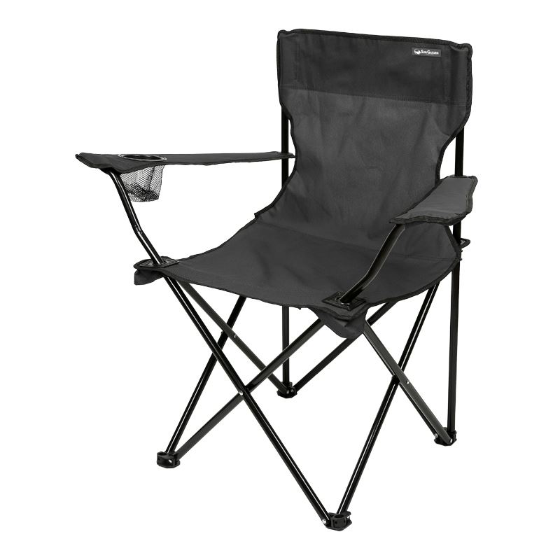 SILLA PLEGABLE DE CAMPING CON POSAVASOS GRIS OSCURO SUNGARDEN - SG0209-1