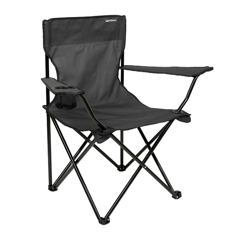 SILLA PLEGABLE DE CAMPING CON POSAVASOS GRIS OSCURO SUNGARDEN - SG0209-2