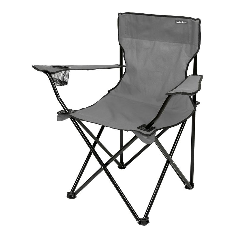 SILLA PLEGABLE DE CAMPING CON POSAVASOS GRIS SUNGARDEN - SG0210-1