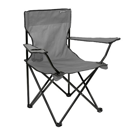 SILLA PLEGABLE DE CAMPING CON POSAVASOS GRIS SUNGARDEN - SG0210-2