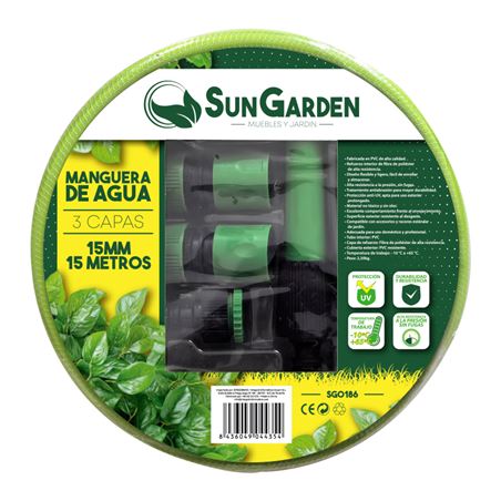 MANGUERA AGUA 3 CAPAS 15MM 15METROS SUNGARDEN - SG0186
