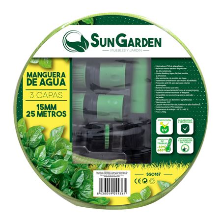 MANGUERA AGUA 3 CAPAS 15MM 25METROS SUNGARDEN - SG0187