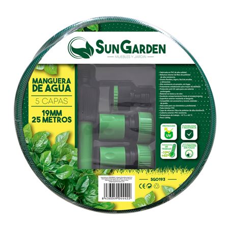 MANGUERA AGUA 5 CAPAS 19MM 25METROS SUNGARDEN - SG0193