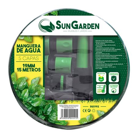 MANGUERA AGUA 5 CAPAS 19MM 15METROS SUNGARDEN - SG0192