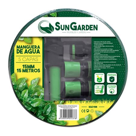MANGUERA AGUA 5 CAPAS 15MM 15METROS SUNGARDEN - SG0188