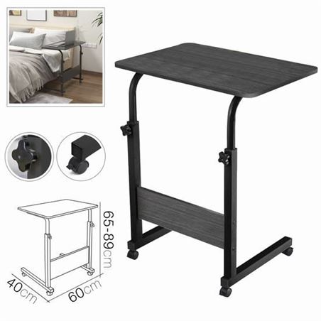 MESA NEGRA AJUSTABLE + RUEDAS 60X40X65-89CM - 24649