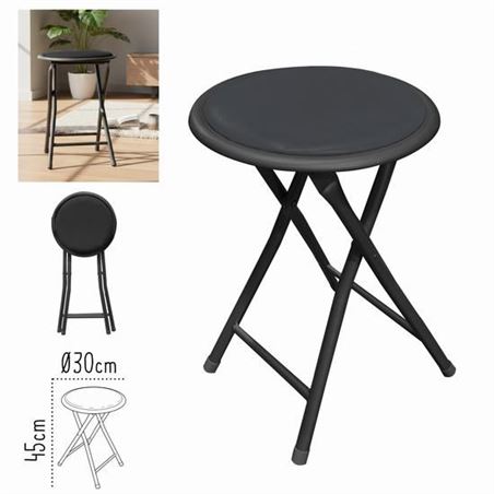 TABURETE PLEGABLE NEGRO PVC 30X30X45CM - 224737