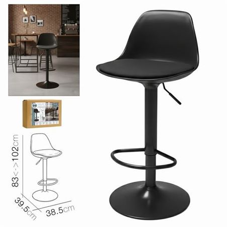 TABURETE BAR C/ RESPALDO NEGRO 38.5X39.5X83-1CM - 41045