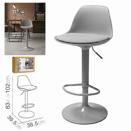TABURETE BAR C/ RESPALDO GRIS 38.5X39.5X83CM - 41047