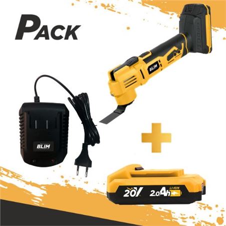 MULTIHERRAMIENTA DE BATERIA 20V + BATERIA 20V 2AH + CARGADOR DE BATERÍA 20V - PACK270