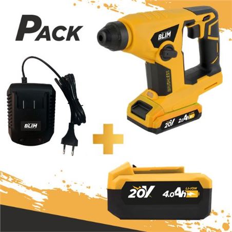 MARTILLO PERFORADOR 20V 1.5 JULIOS + BATERIA 20V 4AH + CARGADOR DE BATERÍA - PACK271