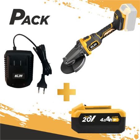 RADIAL SERIE PRO 115/125MM S/CARBON + BATERIA 20V 4AH + CARGADOR DE BATERÍA - PACK272