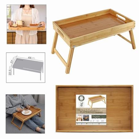 BANDEJA BAMBU PARA CAMA 44X27X5.5-22.5CM - 12163