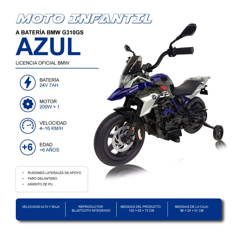 MOTO INFANTIL A BATERIA BMW G310GS AZUL - 33035