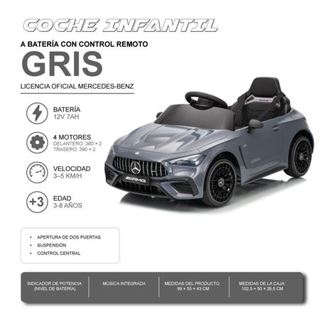 COCHE INFANTIL A BATERIA CON CONTROL REMOTO MERCEDES BENZ CLE53 AMG GRIS - 33027