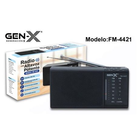 RADIO PORTATIL AM/FM DIAL CLASICO ALTA SENSIBILIDAD NEGRA GEN-X - FM-4421