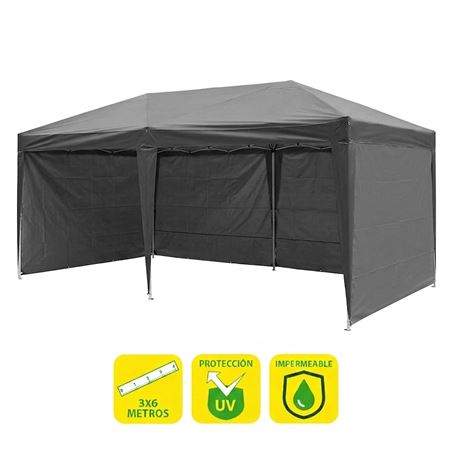 CARPA PLEGABLE ACERO 3X6 METROS GRIS + 4 PAREDES PARA CARPA PLEGABLES - SG0022 4 PAREDES