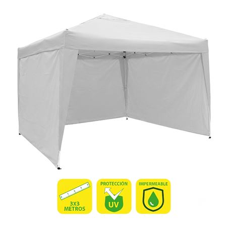 CARPA PLEGABLE ACERO 3X3 METROS BLANCA + 4 PAREDES PARA CARPA PLEGABLE - SG0017 3 PAREDES