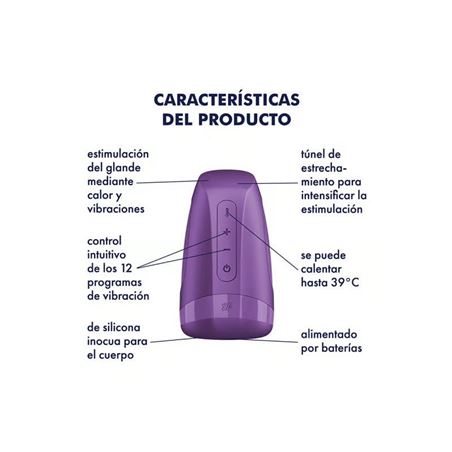 MASTURBADOR MASCULINO MEN HEAT VIBRATION DARK BERRY SATISFYER - 4061504083803-1