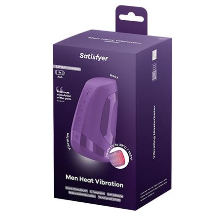 MASTURBADOR MASCULINO MEN HEAT VIBRATION DARK BERRY SATISFYER - 4061504083803-2
