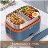 FIAMBRERA ELÉCTRICA PORTÁTIL HEATBOX 1,5L DOBLE VOLTAJE 60W INOX MUVIP - MV0704-3