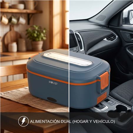 FIAMBRERA ELÉCTRICA PORTÁTIL HEATBOX 1,5L DOBLE VOLTAJE 60W INOX MUVIP - MV0704-4