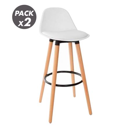 PACK 2 TABURETES ACOLCHADOS CON RESPOSAPIÉS BLANCOS MUVIP - MV0688