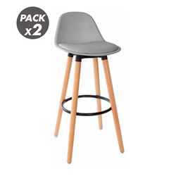 PACK 2 TABURETES ACOLCHADOS CON RESPOSAPIÉS GRISES MUVIP - MV0689