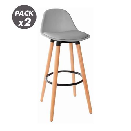 PACK 2 TABURETES ACOLCHADOS CON RESPOSAPIÉS GRISES MUVIP - MV0689