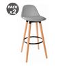 PACK 2 TABURETES ACOLCHADOS CON RESPOSAPIÉS GRISES MUVIP - MV0689