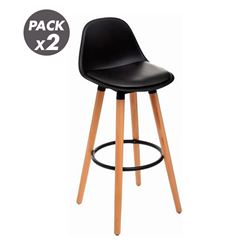 PACK 2 TABURETES ACOLCHADOS CON RESPOSAPIÉS NEGROS MUVIP - MV0690