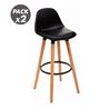 PACK 2 TABURETES ACOLCHADOS CON RESPOSAPIÉS NEGROS MUVIP - MV0690