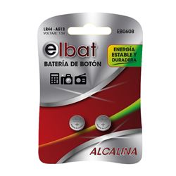 PACK 2 PILAS ALCALINAS BOTON LR44 AG13 ELBAT - EB0608-1