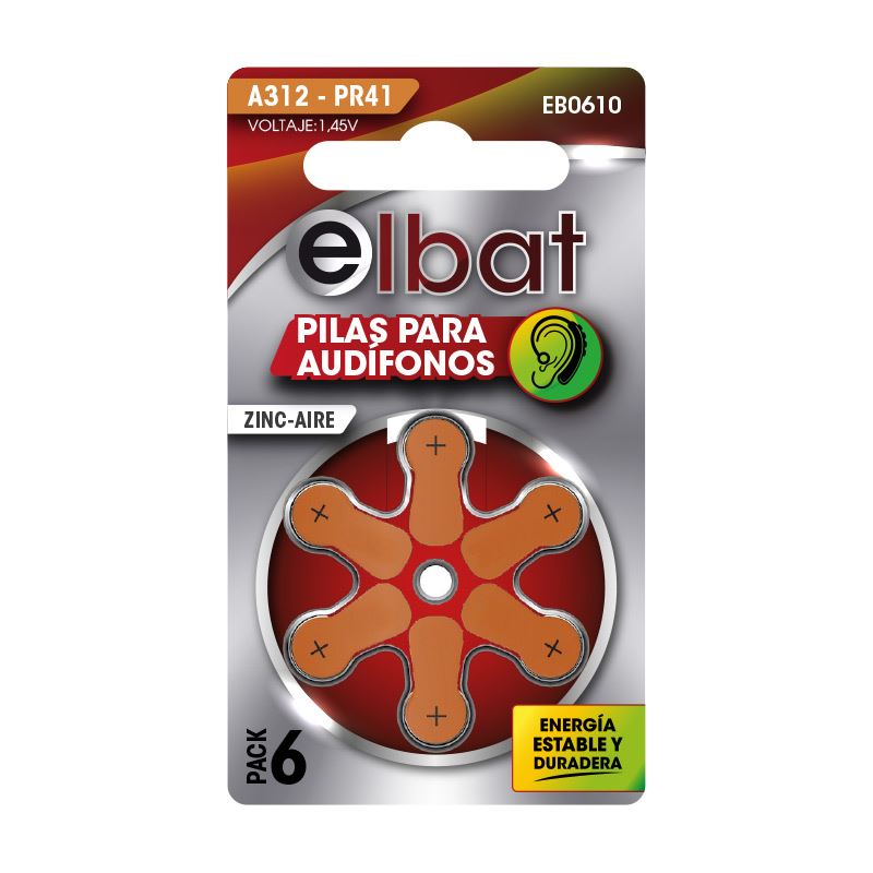 PILAS AUDIFONO A312 PR41 1.45V 6UD ELBAT - EB0610-1
