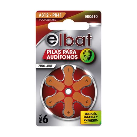 PILAS AUDIFONO A312 PR41 1.45V 6UD ELBAT - EB0610-1