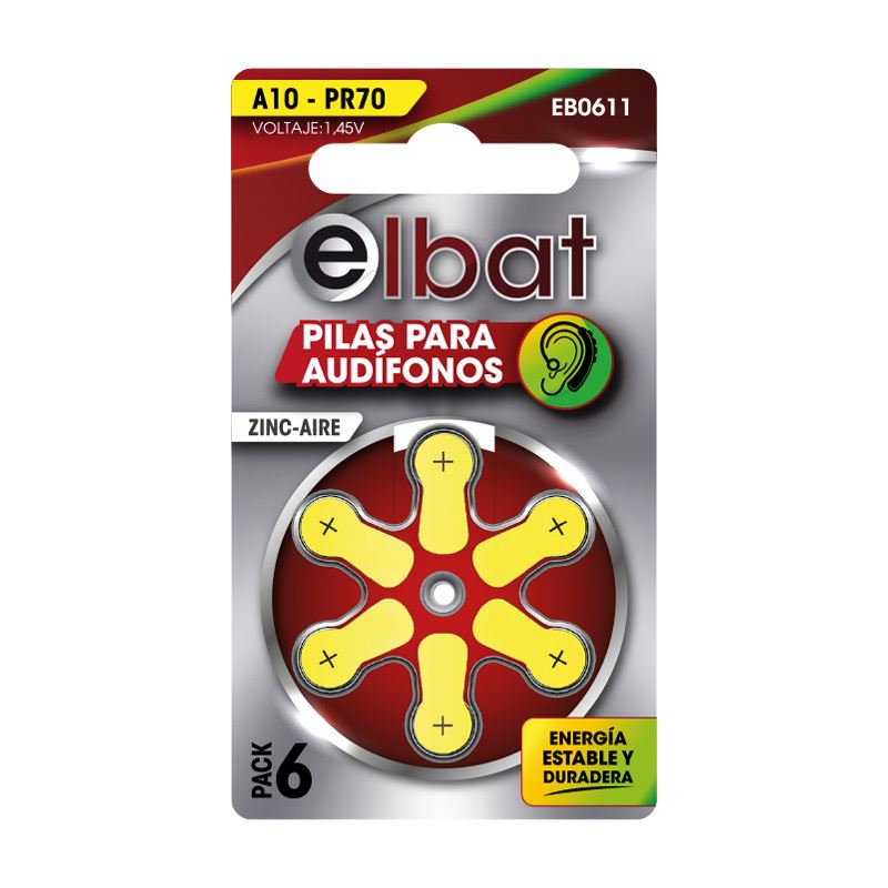 PILAS AUDIFONO A10 PR70 1.45V 6UD ELBAT - EB0611-1