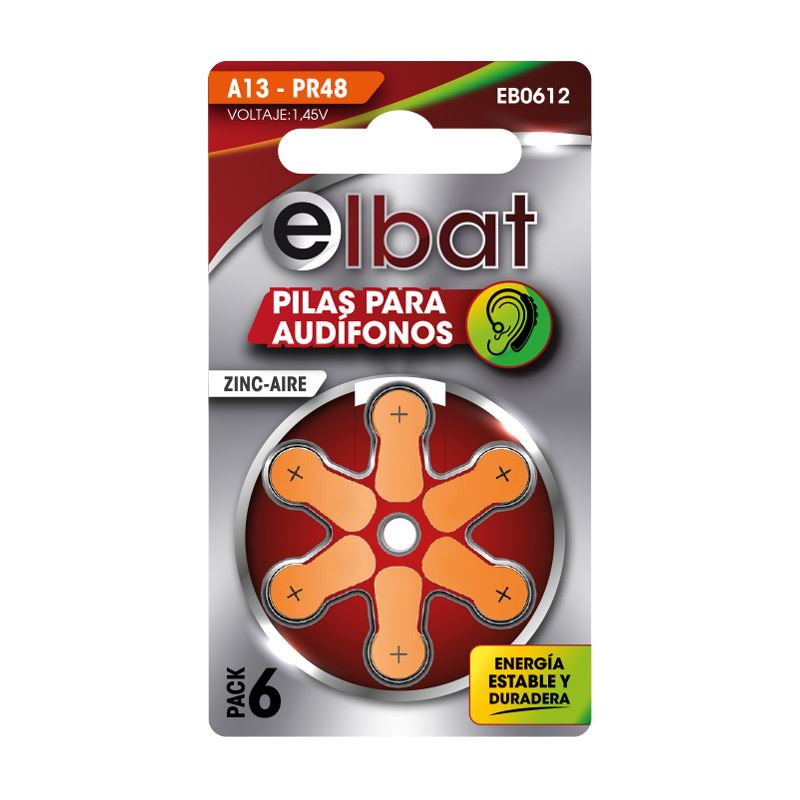 PILAS AUDIFONO A13 PR48 1.45V 6UD ELBAT - EB0612-1