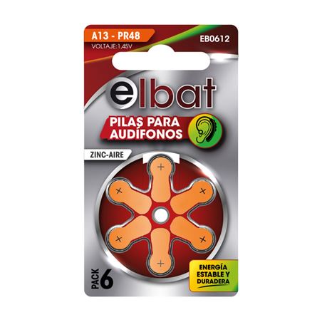 PILAS AUDIFONO A13 PR48 1.45V 6UD ELBAT - EB0612-1