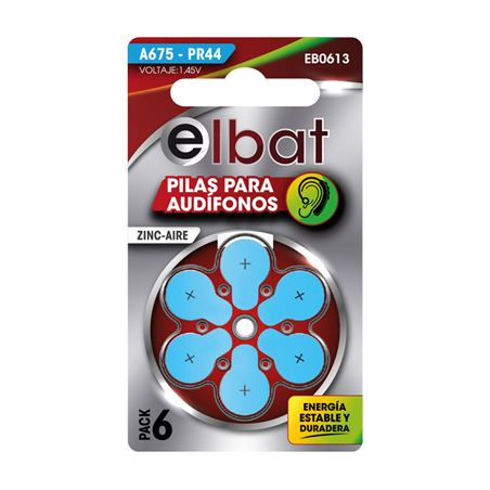 PILAS AUDIFONO A675 PR44 1.45V 6UD ELBAT - EB0613-1