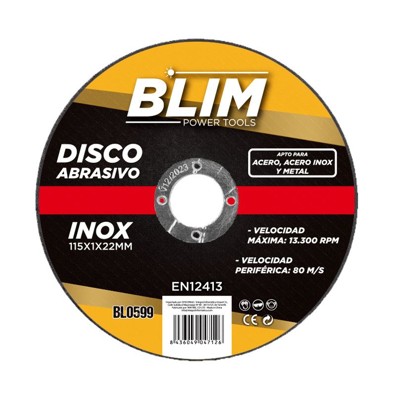DISCO ABRASIVO INOX 115X1X22MM BLIM - BL0599