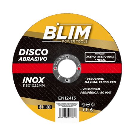 DISCO ABRASIVO INOX 115X1X22MM BLIM - BL0600