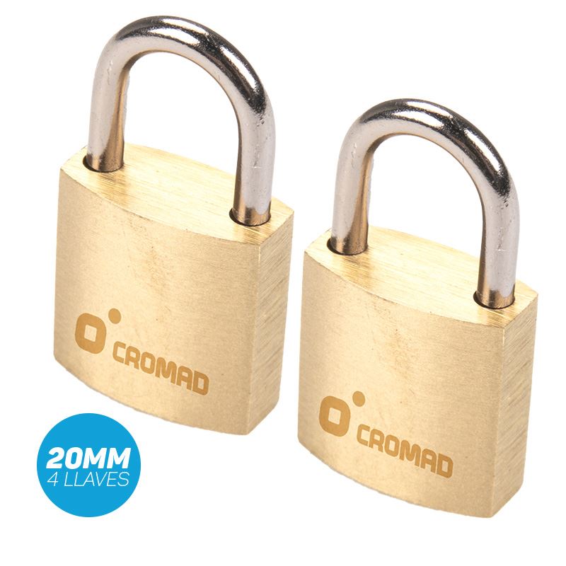 PACK 2 CANDADOS DE LATÓN 20MM 4 LLAVES CROMAD - CR1244
