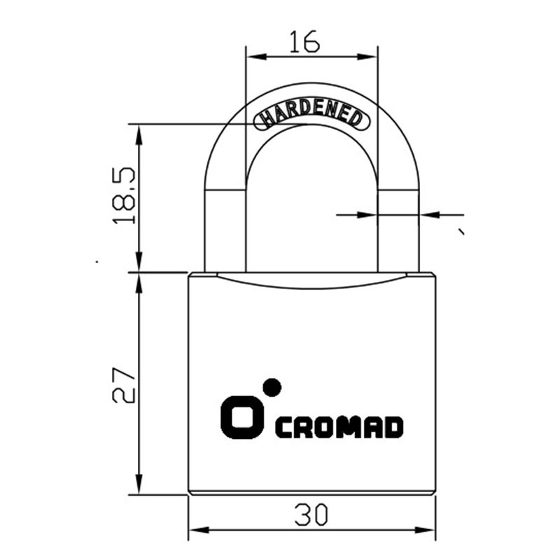 CANDADO DE LATÓN 30MM 2 LLAVES CROMAD - CR1246-3