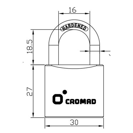 CANDADO DE LATÓN 30MM 2 LLAVES CROMAD - CR1246-3