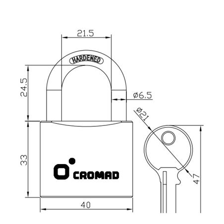 CANDADO DE LATÓN 40MM 2 LLAVES CROMAD - CR1247-3